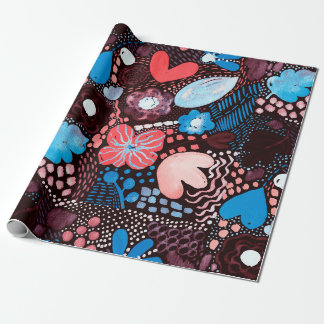 Handgemälde Abstrakte Wasserfarbenkizze Doodle Fl Geschenkpapier