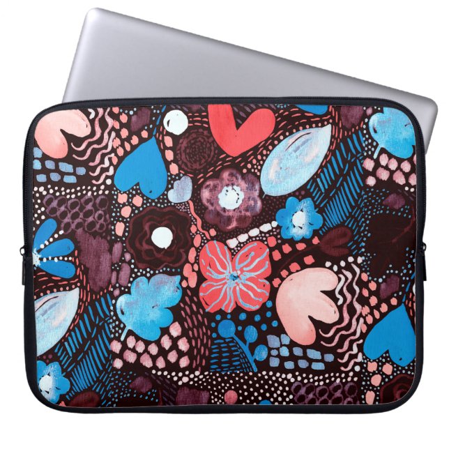 Handgemälde Abstrakte Wasserfarbenkizze Doodle Fl Laptopschutzhülle (Vorderseite)