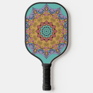 Handgemälde Mandala Uhr Gesicht 1 Pickleball Schläger