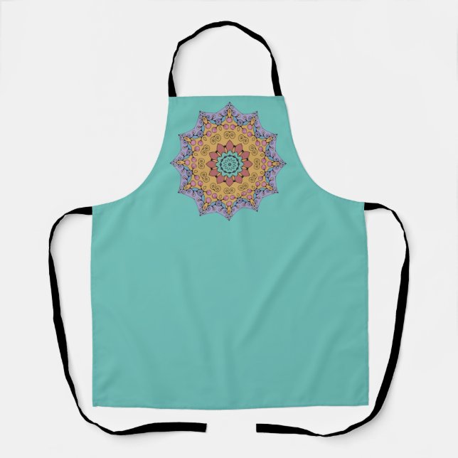 Handgemälde Mandala Uhr Gesicht 1 Schürze (Vorderseite)