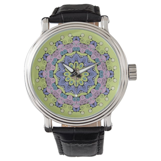 Handgemälde Mandala Uhr Gesicht 2 (Vorderseite)