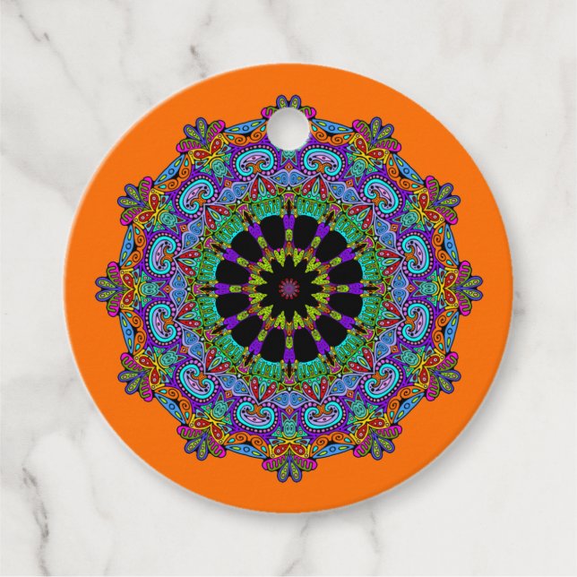 Handgemälde Mandala Uhr Gesicht 24 Geschenkanhänger (Vorderseite)