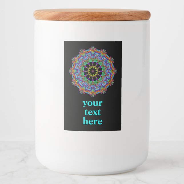 Handgemälde Mandala Uhr Gesicht 24 Lebensmitteletikett (Vorderseite)