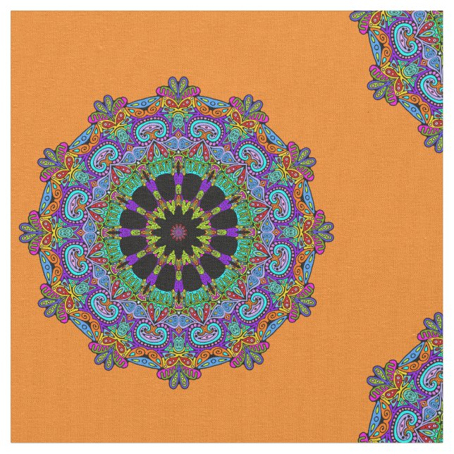 Handgemälde Mandala Uhr Gesicht 24 Stoff (Nahaufnahme)