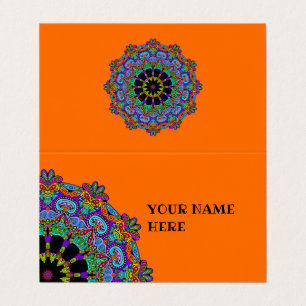 Handgemälde Mandala Uhr Gesicht 24 Visitenkarten