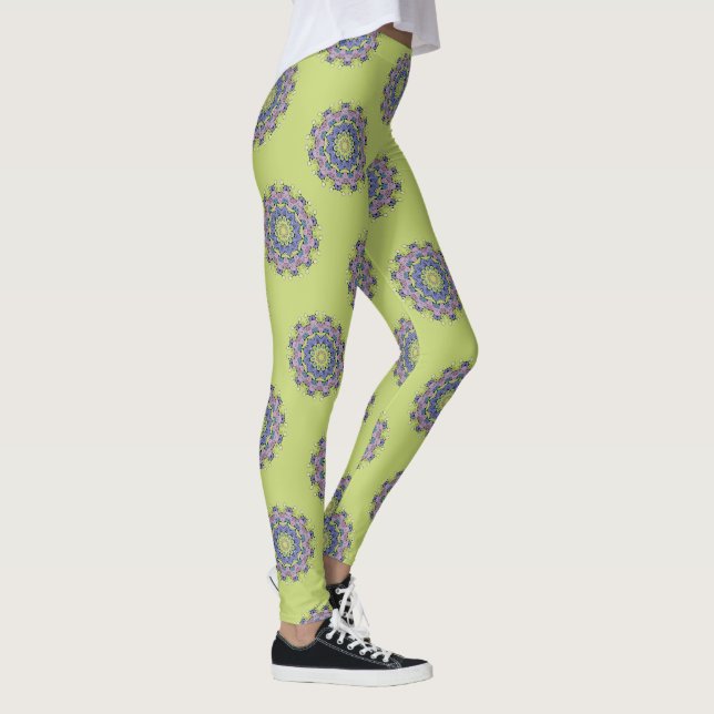 Handgemälde Mandala Uhr Gesicht 2 Leggings (Rechts)