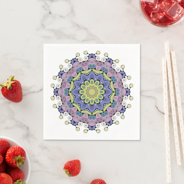 Handgemälde Mandala Uhr Gesicht 2 Serviette (Beispiel)