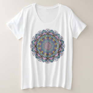 Handgemälde Mandala Uhr Gesicht 3 Große Größe T-Shirt