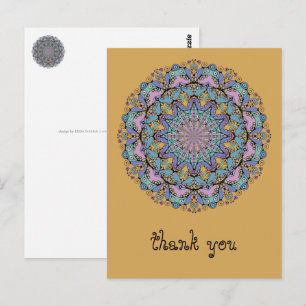 Handgemälde Mandala Uhr Gesicht 3 Postkarte