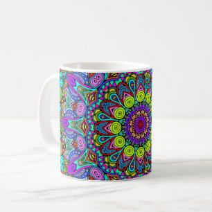 Handgemälde Mandala Uhrengesicht 4 Kaffeetasse