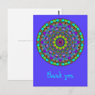 Handgemälde Mandala Uhrengesicht 4 Postkarte
