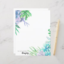 Handgemalt Aquarellpapier mit Sukkulent Papier