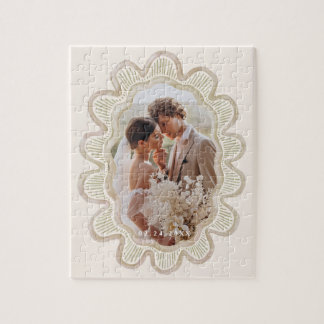 Handgemalt beige geschmiedete ovale Fotos Puzzle