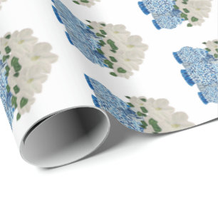 Handgemalt Blue Ginger Jar Wrapping Paper Geschenkpapier