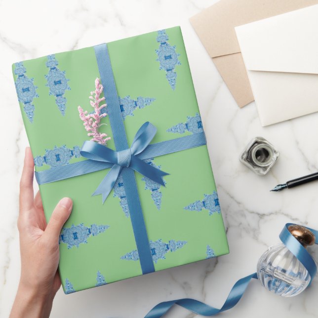 Handgemalt Blue Ginger Jar Wrapping Paper Geschenkpapier (Schenken)