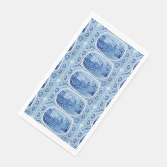 Handgemalt Blue Willow Toile Paper Guest Serviette (Ecke)