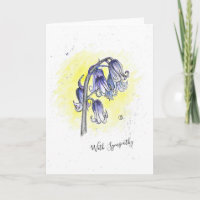 Handgemalt Bluebells Design "mit Beileid"-Karte