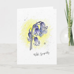 Handgemalt Bluebells Design "mit Beileid"-Karte Karte