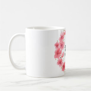 Handgemalt Blumen & Gold Stand Circle Frau Neu Kaffeetasse