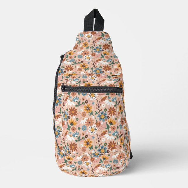Handgemalt Blumenmuster-23136 Crossbody Bag (Vorderseite)