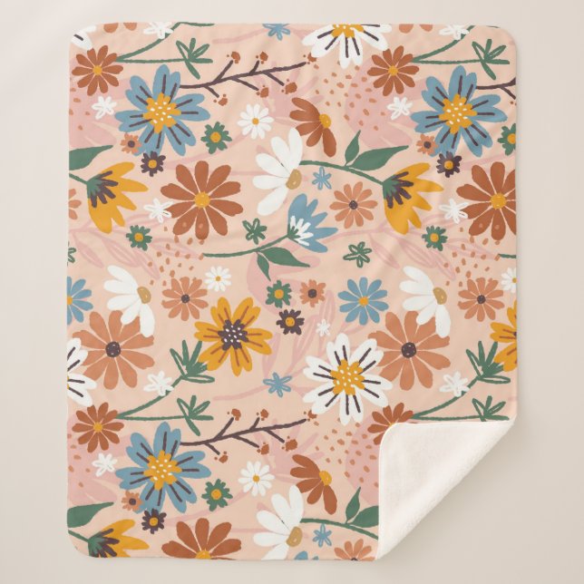 Handgemalt Blumenmuster-23136 Sherpadecke (Vorderseite)