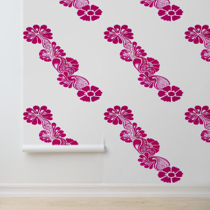 Handgemalt Blütenbotanisch rosa Peel und Tick Tapete