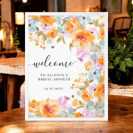 Handgemalt Boho Floral Watercolor-Brautparty Poster