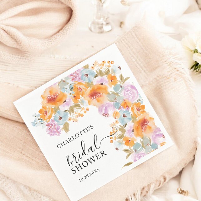 Handgemalt Boho Floral Watercolor-Brautparty Serviette (Hand-Painted Boho Floral Watercolor Bridal Shower Napkins)