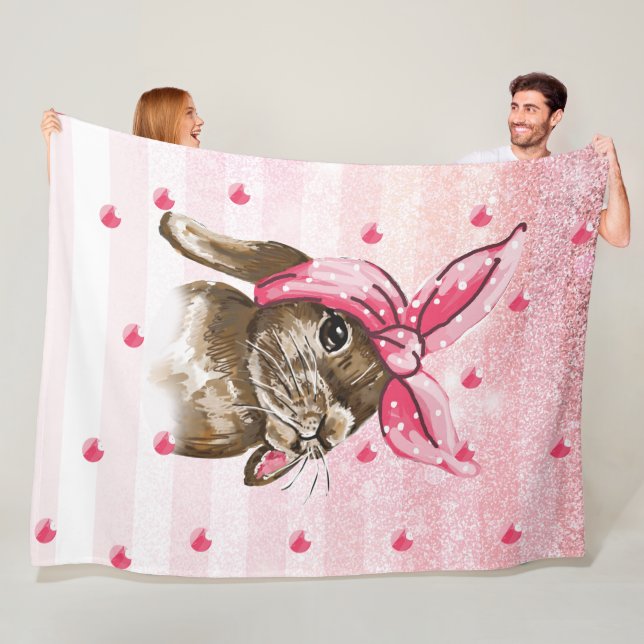 Handgemalt Bunny Glitzer Fleecedecke (Beispiel)