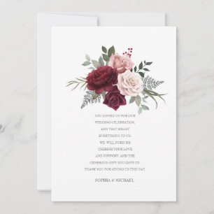 Handgemalt Burgundy Rose Bouquet Dankeskarte