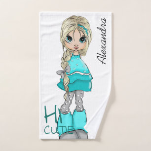 Handgemalt Cartoon Girl Handtuch