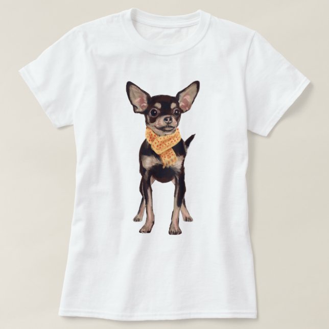 Handgemalt Charming Chihuahua Dog T-Shirt (Design vorne)