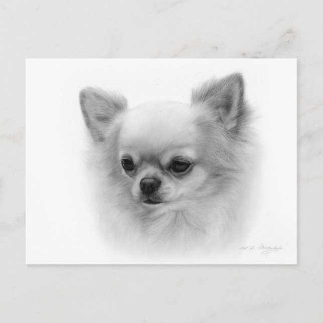 Handgemalt Chihuahua mit Seelenaugen Postkarte (Vorderseite)