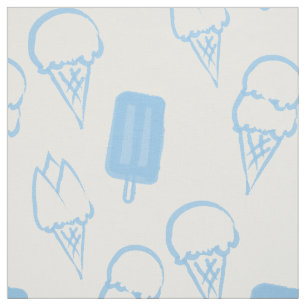 Handgemalt Eiscreme Muster Blau Stoff