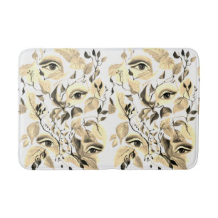 Handgemalt Elegant Feminine Eyes Farbige Blätter Badematte