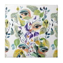 Handgemalt Elegant Feminine Eyes Farbige Blätter