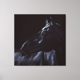 Handgemalt, elegantes schwarzes Pferd Leinwanddruck