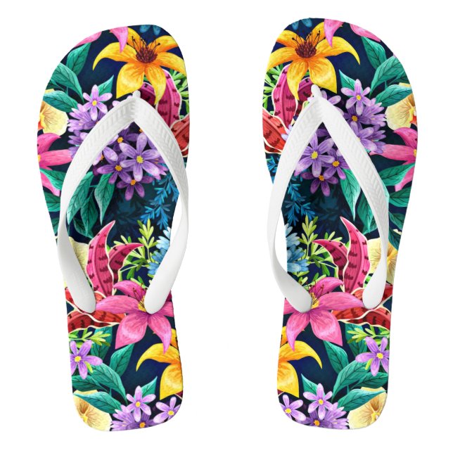 Handgemalt Exotic Floral Pattern-23001 Flip Flops (Fußbett)