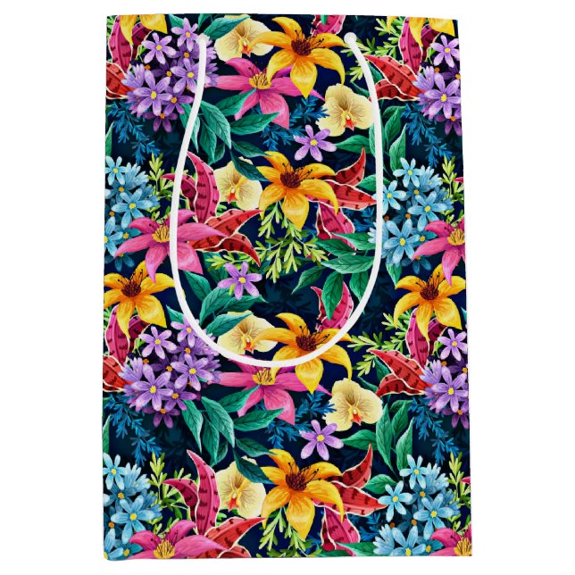 Handgemalt Exotic Floral Pattern-23001 Mittlere Geschenktüte (Vorderseite)