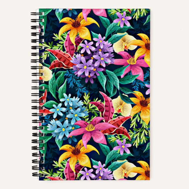 Handgemalt Exotic Floral Pattern-23001 Notizbuch (Vorderseite)