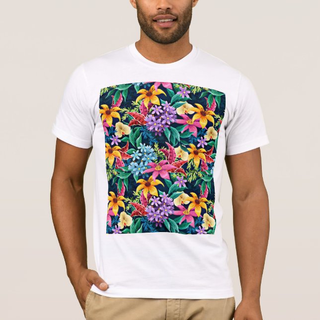 Handgemalt Exotic Floral Pattern-23001 T-Shirt (Vorderseite)