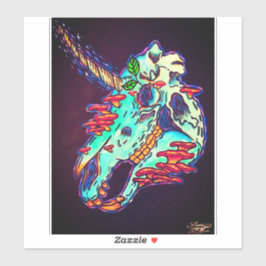 Handgemalt farbiger Einhornschädel Aufkleber