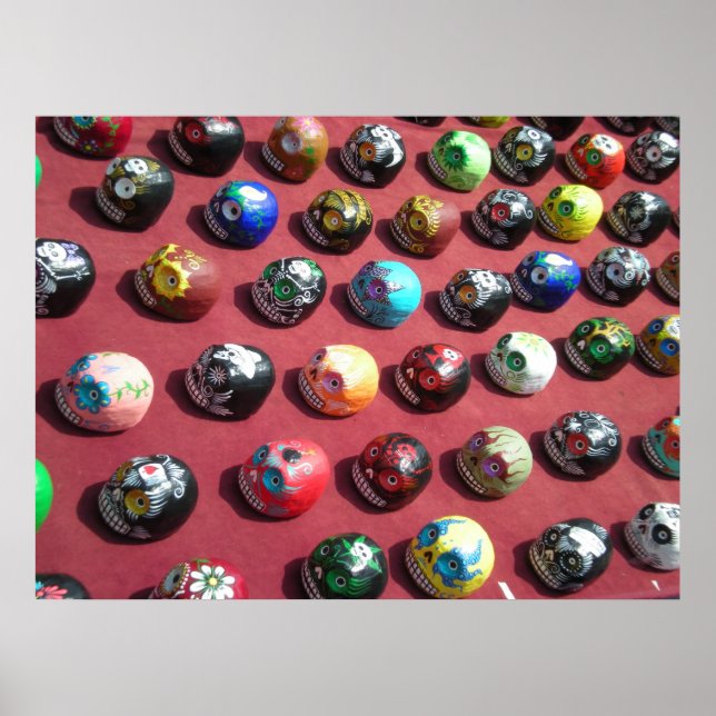 Handgemalt farbiges Schädelplakat Poster (Vorne)