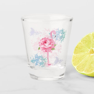 Handgemalt Flamingo Schnapsglas