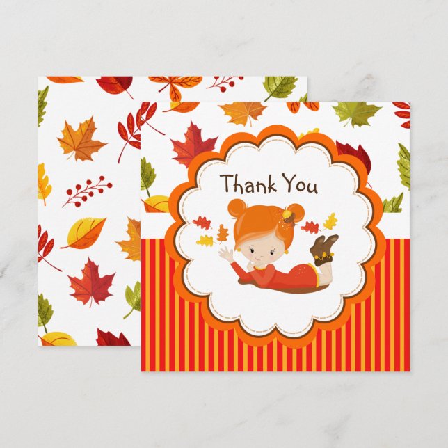 Handgemalt Herbst Adorable Girl Danke (Vorne/Hinten)