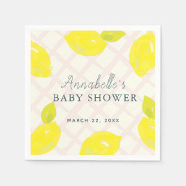 Handgemalt Lemon Pink Babydusche Napkins Serviette