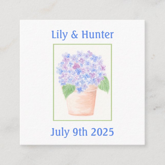 Handgemalt Loose Wassercolor Hydrangea Floral Begleitkarte (Vorderseite)