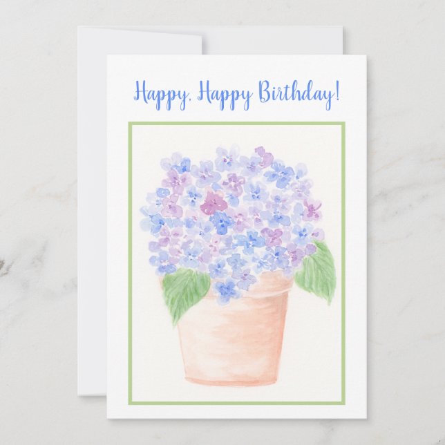 Handgemalt Loose Wassercolor Hydrangea Floral Dankeskarte (Vorderseite)