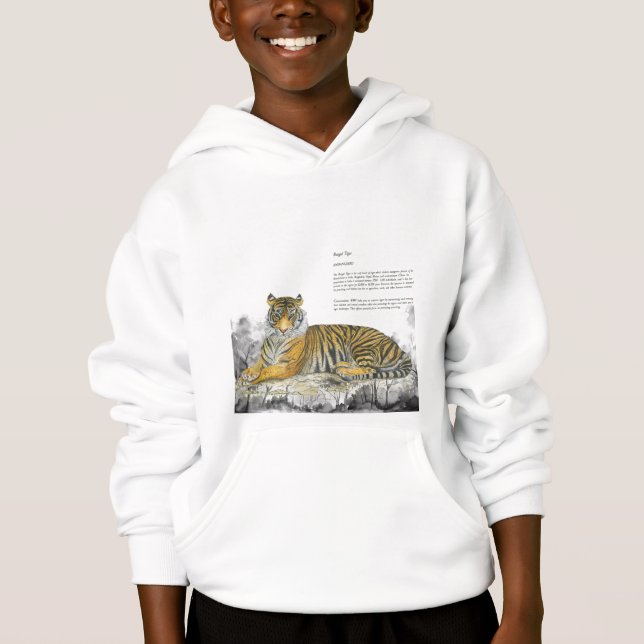 Handgemalt Majestic Royal Bengalisch Tiger Hoodie (Vorderseite)