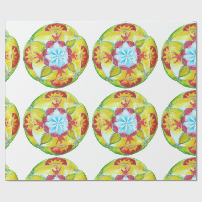 Handgemalt Mandala Matte Wrapping Paper Geschenkpapier (Flach)
